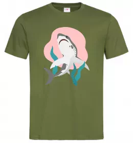 Мужская футболка Shark shapes Оливковый фото