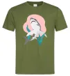 Мужская футболка Shark shapes Оливковый фото