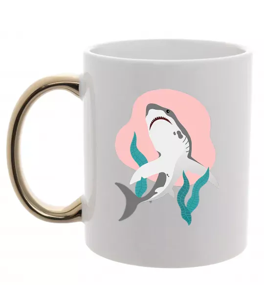 Чашка с цветной ручкой Shark shapes Золото фото