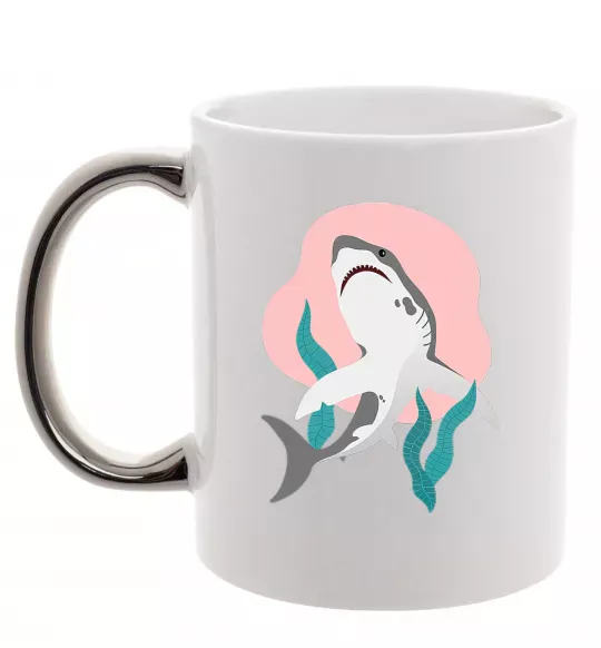 Чашка с цветной ручкой Shark shapes Серебро фото