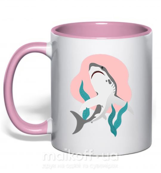 Чашка с цветной ручкой Shark shapes Нежно розовый фото