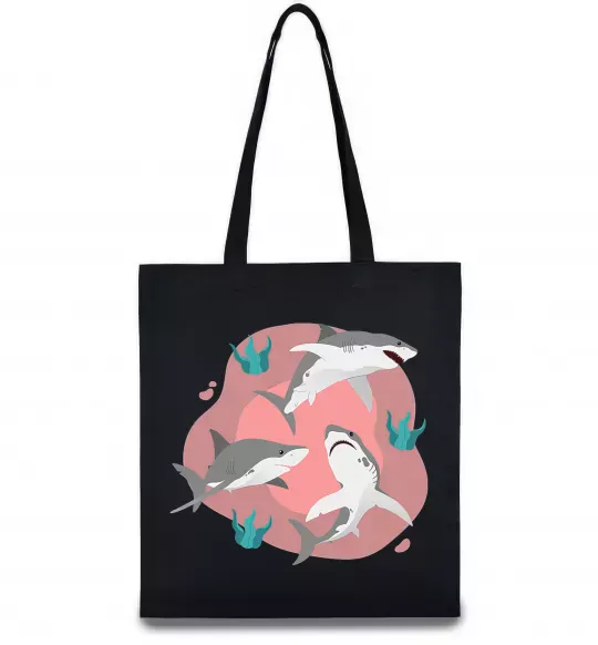 Еко-сумка Sharks in pink Чорний фото
