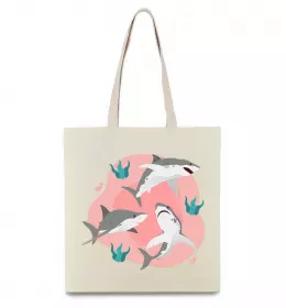 Эко-сумка Sharks in pink Бежевый фото