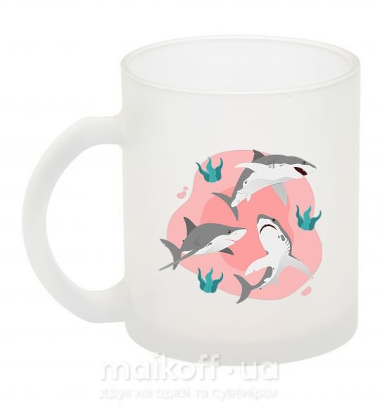 Чашка стеклянная Sharks in pink Фроузен фото
