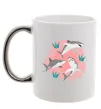 Чашка з кольоровою ручкою Sharks in pink Срібло фото