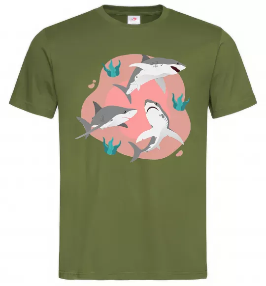 Чоловіча футболка Sharks in pink Оливковий фото