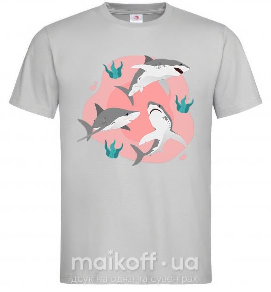 Мужская футболка Sharks in pink Серый фото