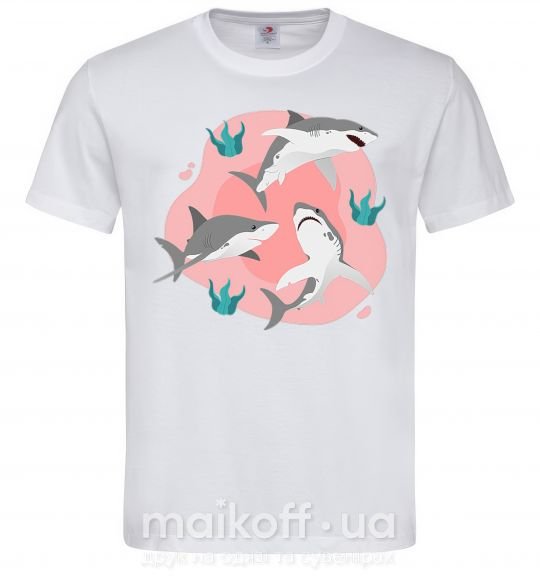 Мужская футболка Sharks in pink Белый фото