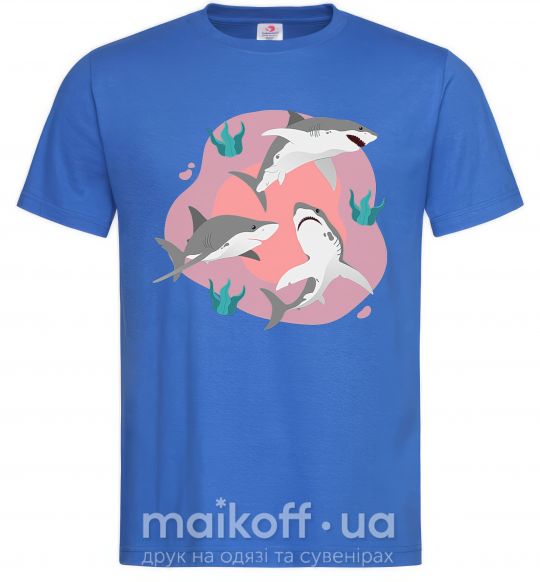 Мужская футболка Sharks in pink Ярко-синий фото