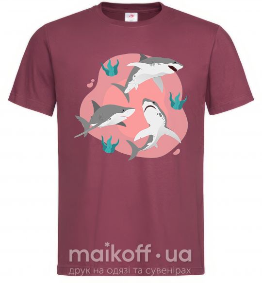 Мужская футболка Sharks in pink Бордовый фото
