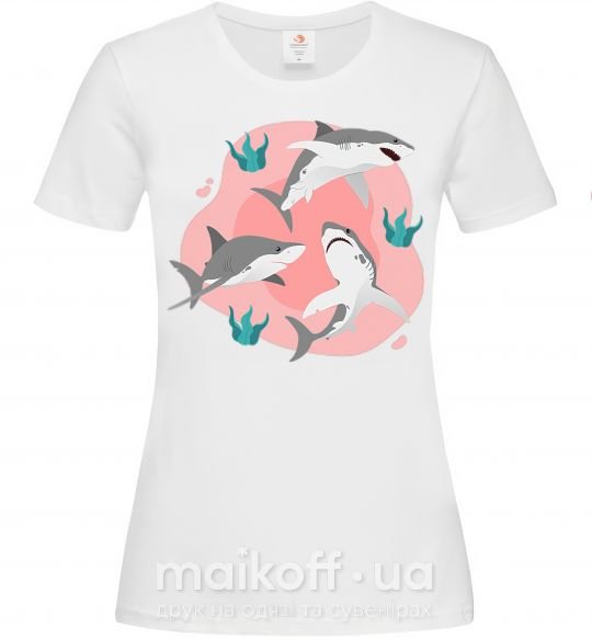 Жіноча футболка Sharks in pink Білий фото