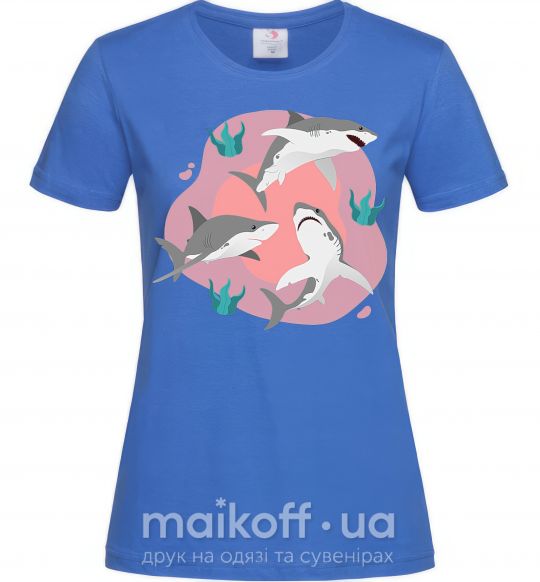 Жіноча футболка Sharks in pink Яскраво-синій фото