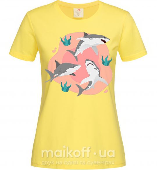 Женская футболка Sharks in pink Лимонный фото