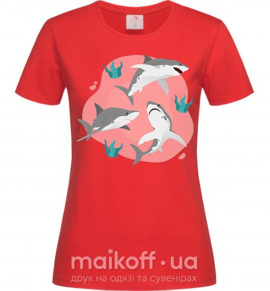 Женская футболка Sharks in pink Красный фото