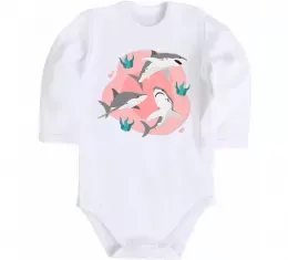Дитячий бодік Sharks in pink Білий фото