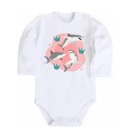 Дитячий бодік Sharks in pink Білий фото