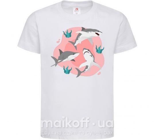 Дитяча футболка Sharks in pink Білий фото