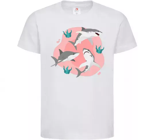 Детская футболка Sharks in pink Белый фото