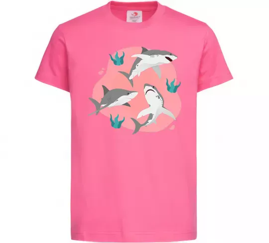 Детская футболка Sharks in pink Ярко-розовый фото