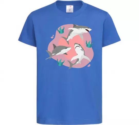 Детская футболка Sharks in pink Ярко-синий фото