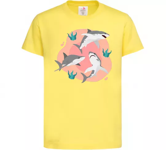 Детская футболка Sharks in pink Лимонный фото