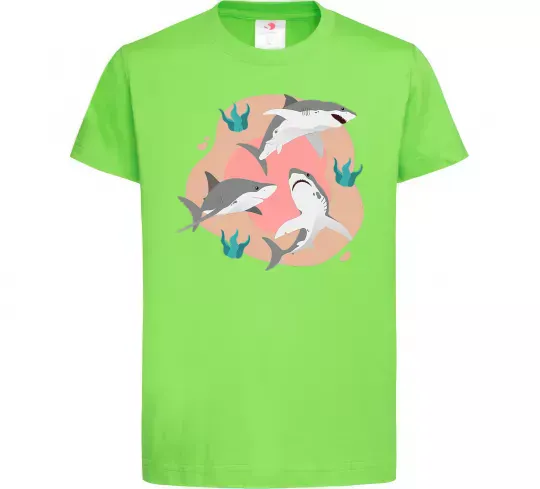 Детская футболка Sharks in pink Лаймовый фото