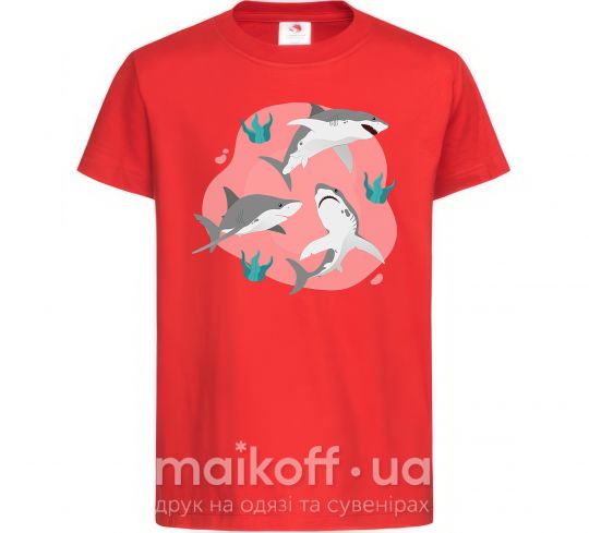 Детская футболка Sharks in pink Красный фото