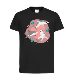 Детская футболка Sharks in pink Черный фото