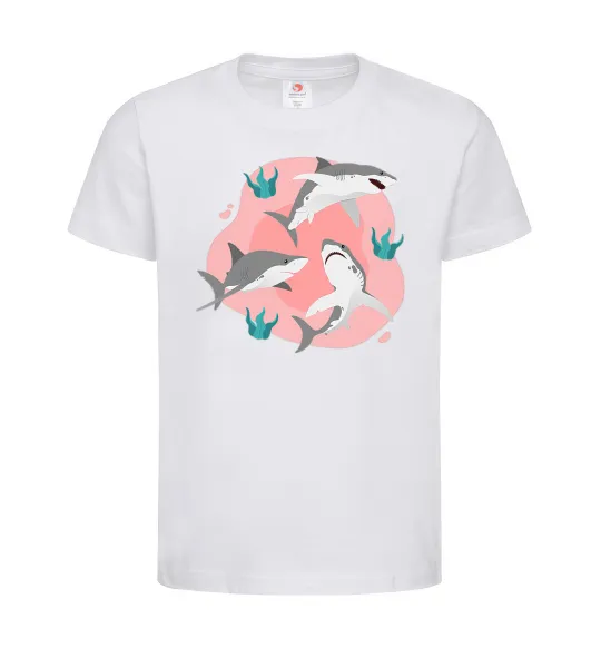 Дитяча футболка Sharks in pink Білий фото