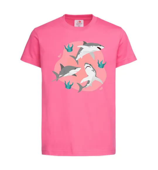 Дитяча футболка Sharks in pink Яскраво-рожевий фото