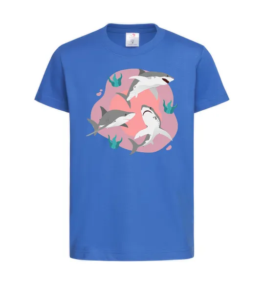 Дитяча футболка Sharks in pink Яскраво-синій фото