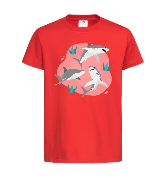 Дитяча футболка Sharks in pink Червоний фото