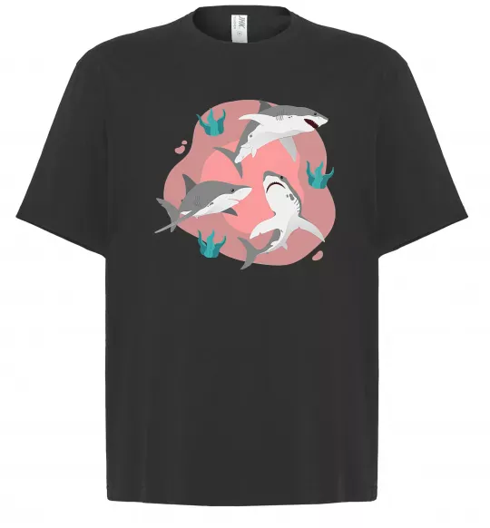 Футболка Оверсайз Sharks in pink Черный фото