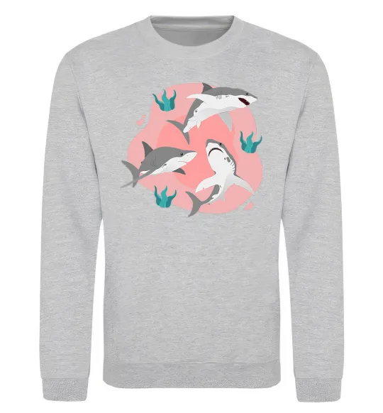 Свитшот Sharks in pink Серый меланж фото