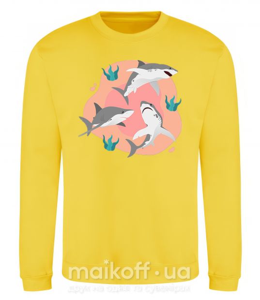 Свитшот Sharks in pink Солнечно желтый фото