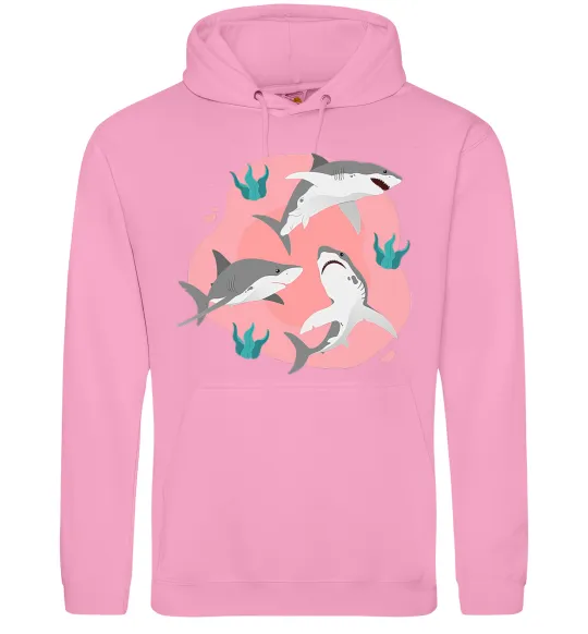 Чоловіча толстовка (худі) Sharks in pink Рожевий фото