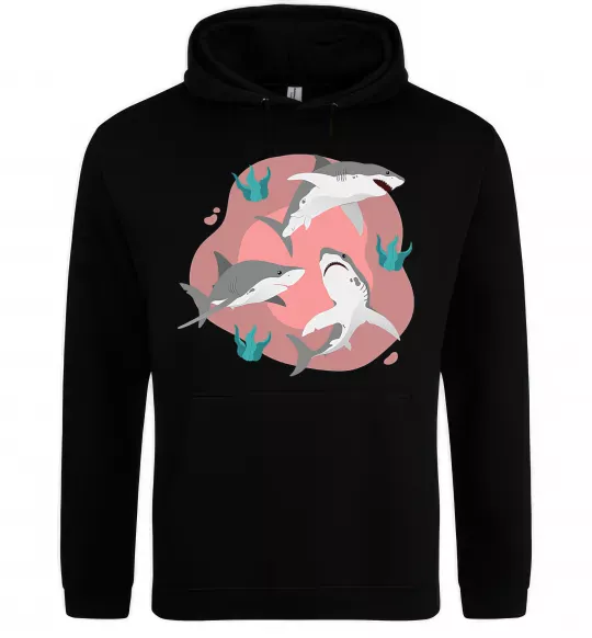 Жіноча толстовка (худі) Sharks in pink Чорний фото