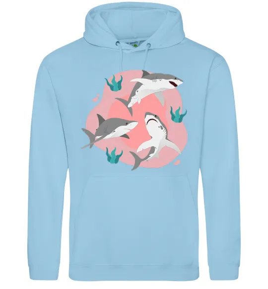 Жіноча толстовка (худі) Sharks in pink Блакитний фото