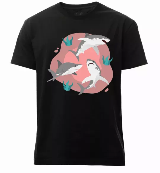 Чоловіча преміум футболка Sharks in pink Чорний фото