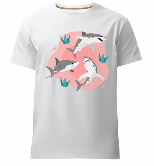 Чоловіча преміум футболка Sharks in pink Білий фото