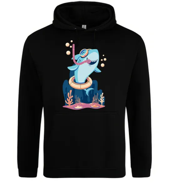 Мужская толстовка (худи) Baby shark Черный фото
