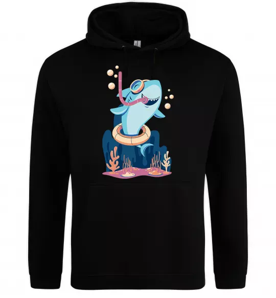 Женская толстовка (худи) Baby shark Черный фото