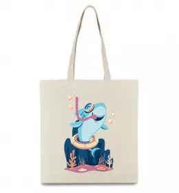 Эко-сумка Daddy shark Бежевый фото Эко-сумка Daddy shark Бежевый фото