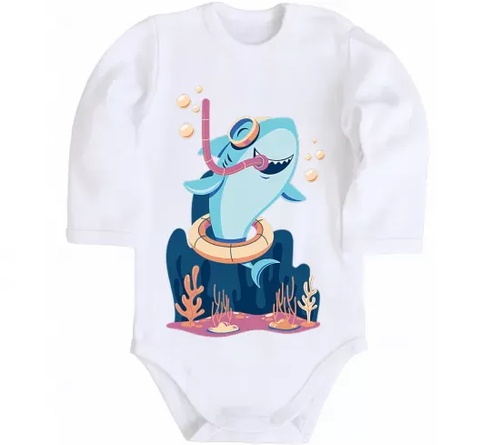 Дитячий бодік Baby shark Білий фото