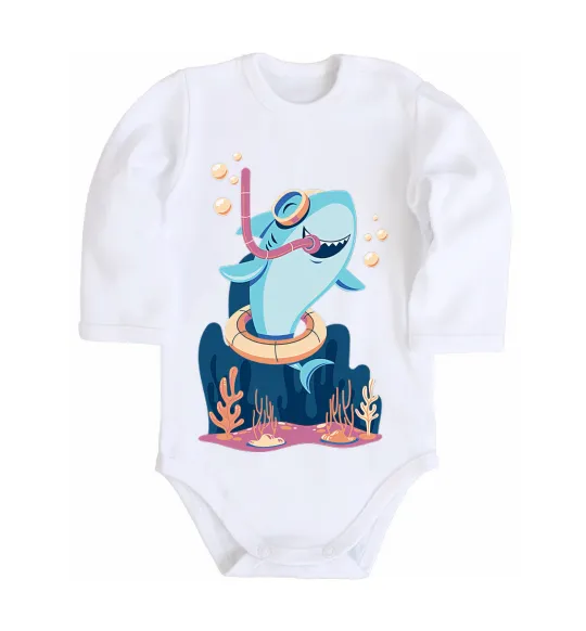 Дитячий бодік Baby shark Білий фото