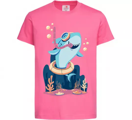 Дитяча футболка Baby shark Яскраво-рожевий фото