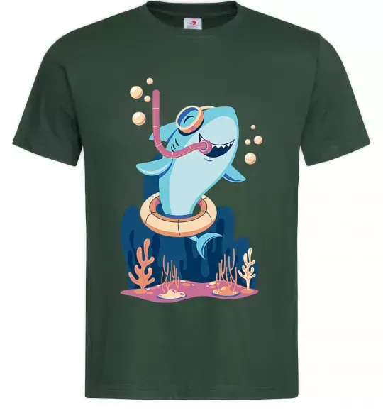 Мужская футболка Baby shark Темно-зеленый фото