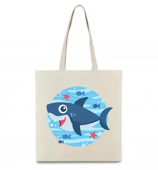 Эко-сумка Happy shark Бежевый фото