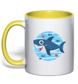 Чашка с цветной ручкой Happy shark