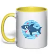 Чашка с цветной ручкой Happy shark Солнечно желтый фото
